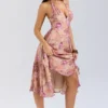 Solada Paisley Patchwork Print Georgette Halter Sundress