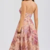 Solada Paisley Patchwork Print Georgette Halter Sundress