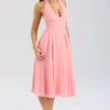 Solada Peach Georgette Halter Sundress