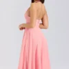 Solada Peach Georgette Halter Sundress
