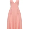 Solada Peach Georgette Halter Sundress