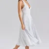 Solada Polka Dot Print Georgette Halter Sundress