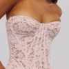 Solaine Baby Pink Floral Lace Boned Corset Top