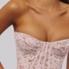 Solaine Baby Pink Floral Lace Boned Corset Top