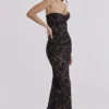 Solaine Black + Blush Lace Corset Maxi Dress