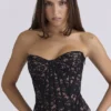 Solaine Black Floral Lace Boned Corset Top