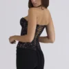 Solaine Black Floral Lace Boned Corset Top