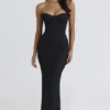 Solaine Black Lace Corset Maxi Dress