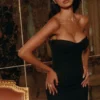 Solaine Black Lace Corset Maxi Dress