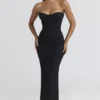 Solaine Black Lace Corset Maxi Dress