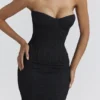 Solaine Black Lace Corset Maxi Dress