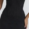 Solaine Black Lace Corset Maxi Dress