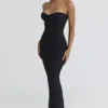Solaine Black Lace Corset Maxi Dress