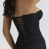 Solaine Black Lace Corset Maxi Dress