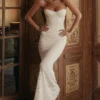 Solaine Ivory Lace Corset Maxi Dress