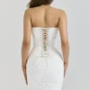 Solaine Ivory Lace Corset Maxi Dress
