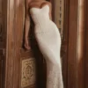 Solaine Ivory Lace Corset Maxi Dress