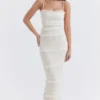 Solana Ivory Sequin Pleat Maxi Dress