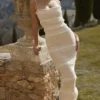 Solana Ivory Sequin Pleat Maxi Dress