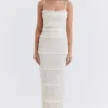 Solana Ivory Sequin Pleat Maxi Dress