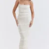 Solana Ivory Sequin Pleat Maxi Dress