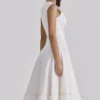 Solana White Cotton Waist Cinch Midi Sundress