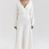 Solara Ivory Wool Mix Flared Midi Skirt