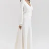 Solara Ivory Wool Mix Flared Midi Skirt