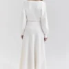 Solara Ivory Wool Mix Flared Midi Skirt