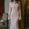 Sophia Vintage Ivory Lace Fitted Midi Dress
