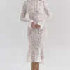 Sophia Vintage Ivory Lace Fitted Midi Dress