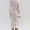 Sophia Vintage Ivory Lace Fitted Midi Dress
