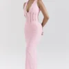 Sophina Perfectly Pink Broderie Anglais Plunge Maxi Dress