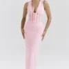 Sophina Perfectly Pink Broderie Anglais Plunge Maxi Dress