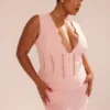 Sophina Perfectly Pink Broderie Anglais Plunge Maxi Dress