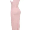 Sophina Perfectly Pink Broderie Anglais Plunge Maxi Dress