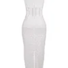 Sophina White Cotton Broderie Anglais Plunge Maxi Dress