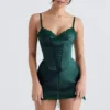 Soraya Forest Satin Slip Dress