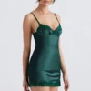 Soraya Forest Satin Slip Dress