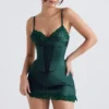 Soraya Forest Satin Slip Dress