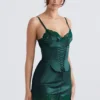 Soraya Forest Satin Slip Dress