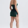 Soraya Forest Satin Slip Dress