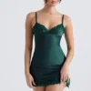 Soraya Forest Satin Slip Dress