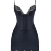 Soraya Navy Satin Slip Dress