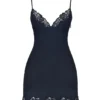 Soraya Navy Satin Slip Dress