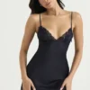 Soraya Navy Satin Slip Dress