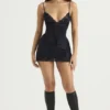 Soraya Navy Satin Slip Dress