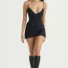 Soraya Navy Satin Slip Dress