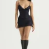 Soraya Navy Satin Slip Dress