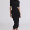 Sorrel Black Semi Sheer Midi Dress